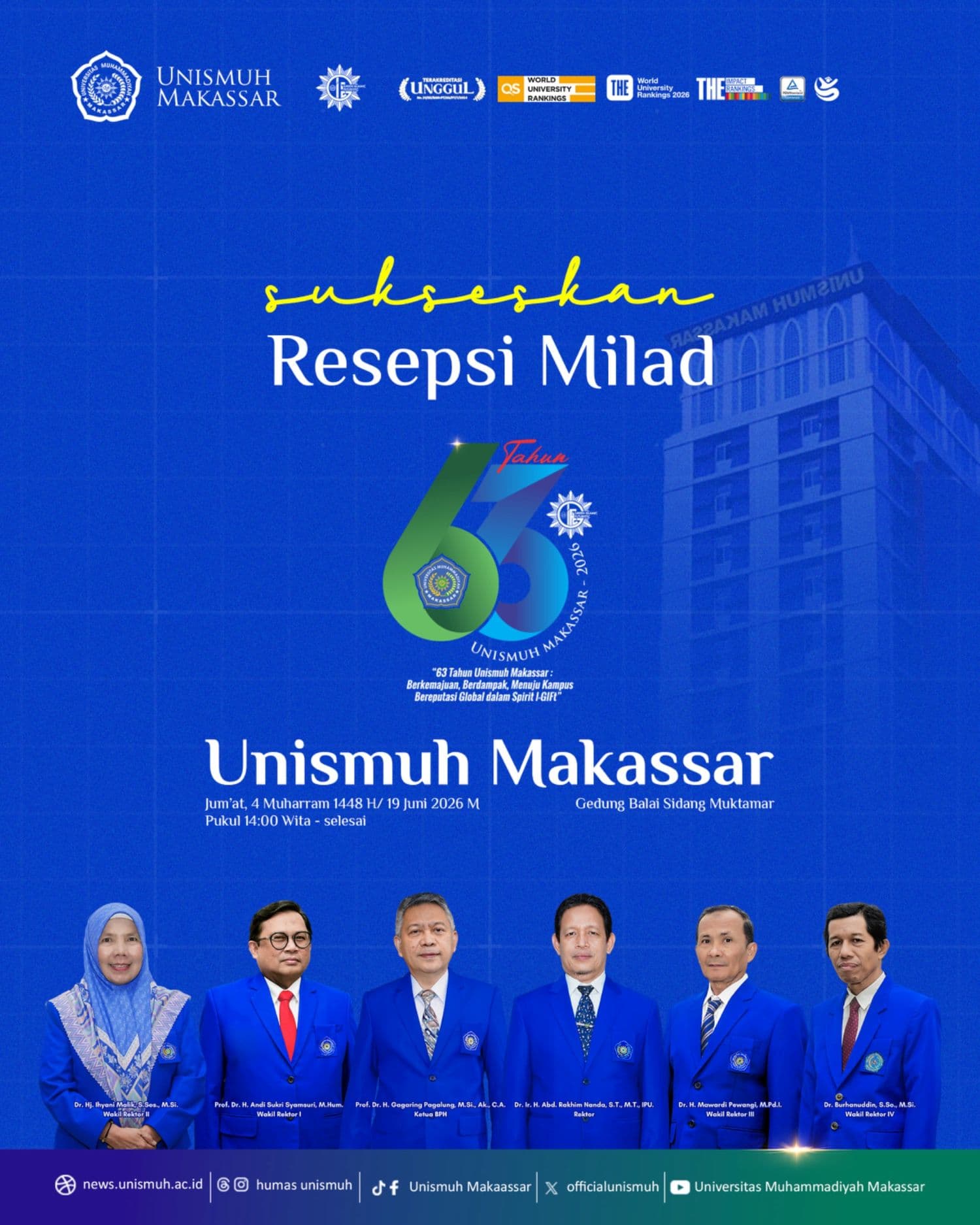 Unismuh Makassar Tutup Rangkaian Milad ke-63 lewat Rapat Senat Terbuka Luar Biasa