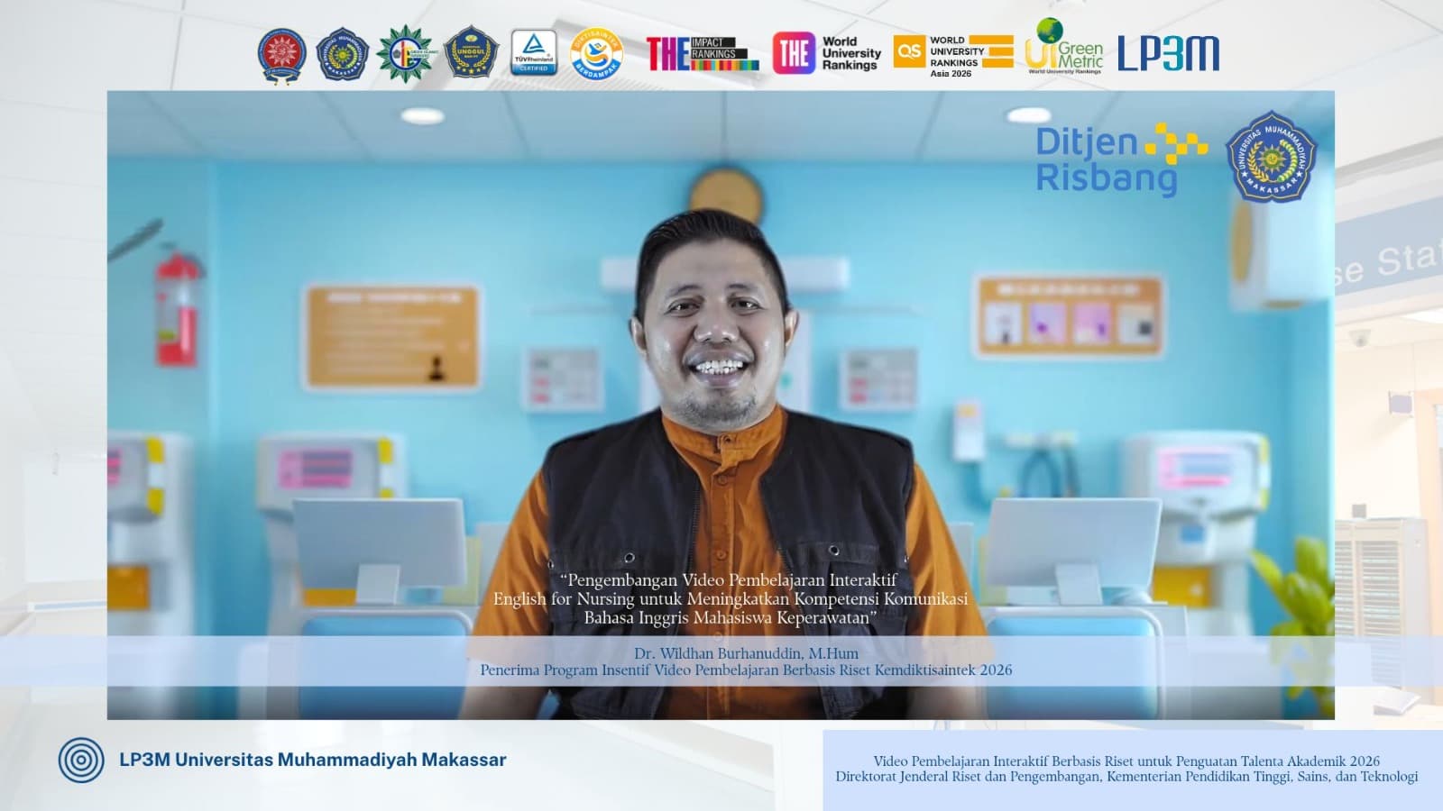 Dr. Wildhan Burhanuddin, dosen Unismuh Makassar penerima Insentif Video Pembelajaran Berbasis Riset 2026