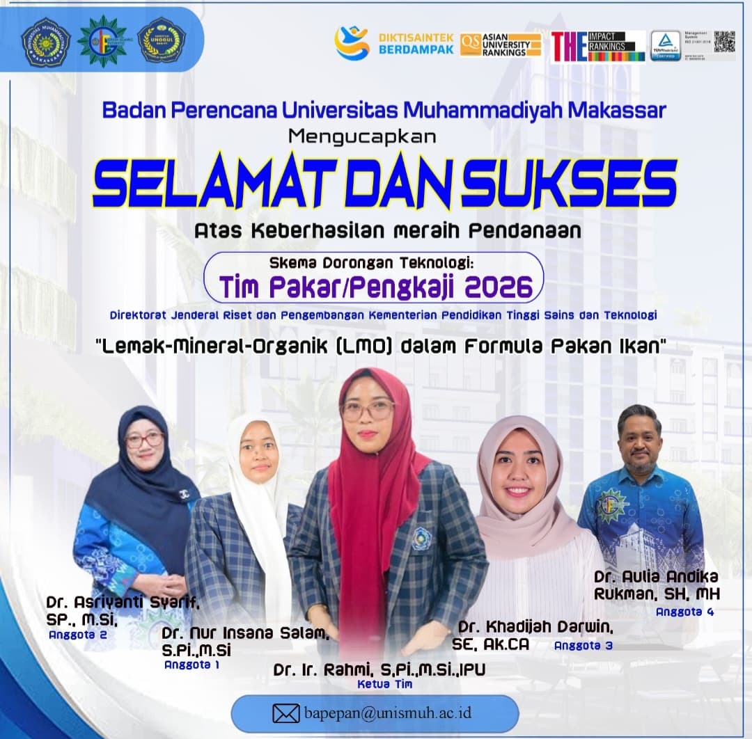 Tim pakar Unismuh Makassar dalam kajian kesiapan hilirisasi teknologi Lemak-Mineral-Organik untuk formula pakan ikan
