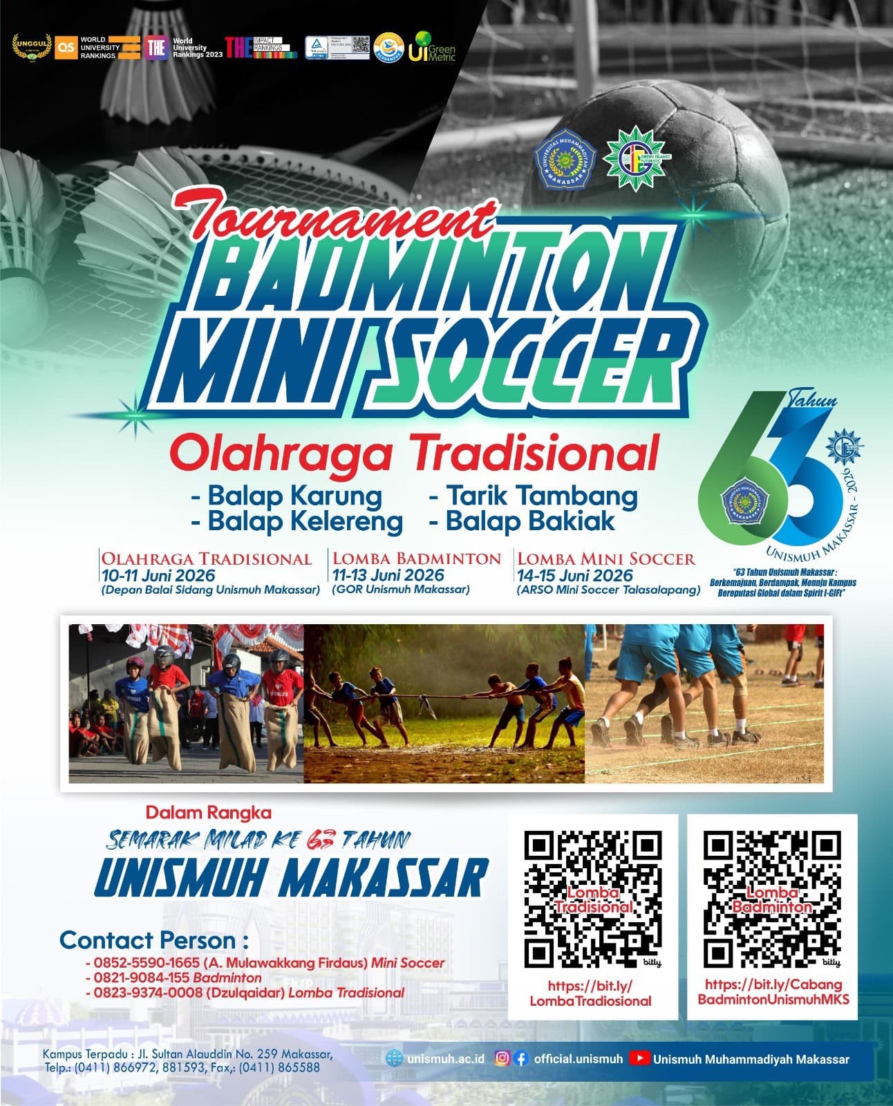 Unismuh Makassar Siapkan Lomba Olahraga dan Permainan Tradisional Milad ke-63